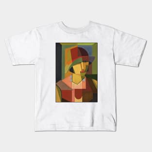 Woman in hat (on cream) Kids T-Shirt